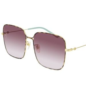 NEW! Gucci Sunglasses Gucci Oversized Gold and Gucci Tortoise Square Sunglasses